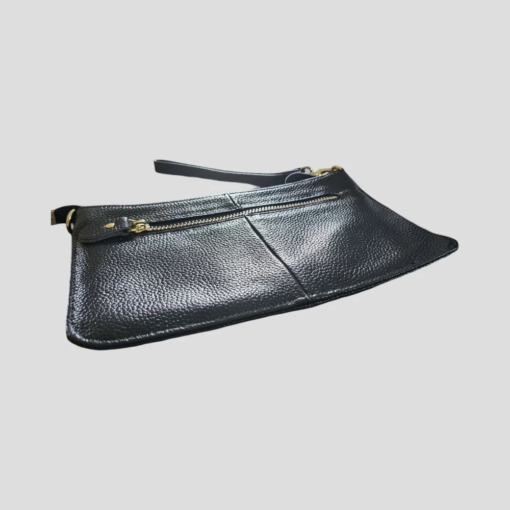Navy Blue Faux Leather Wristlet Clutch